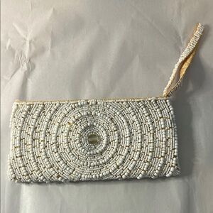 Vintage Elegant White Beaded Wristlet